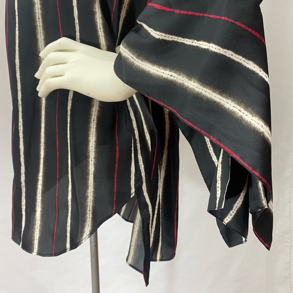 NWT H by Halston Multi Shibori Striped Long Sleeve Blouse Size Small - Picture 8 of 12